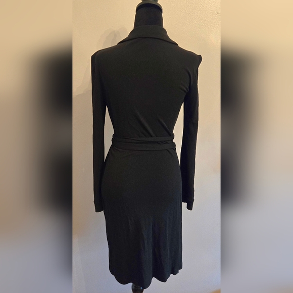 Diane Von Furstenberg Jeanne Two Womens Black Wrap Midi Dress Size 8 Made In USA - Picture 3 of 8